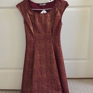 Maroon skater dress w gold design
